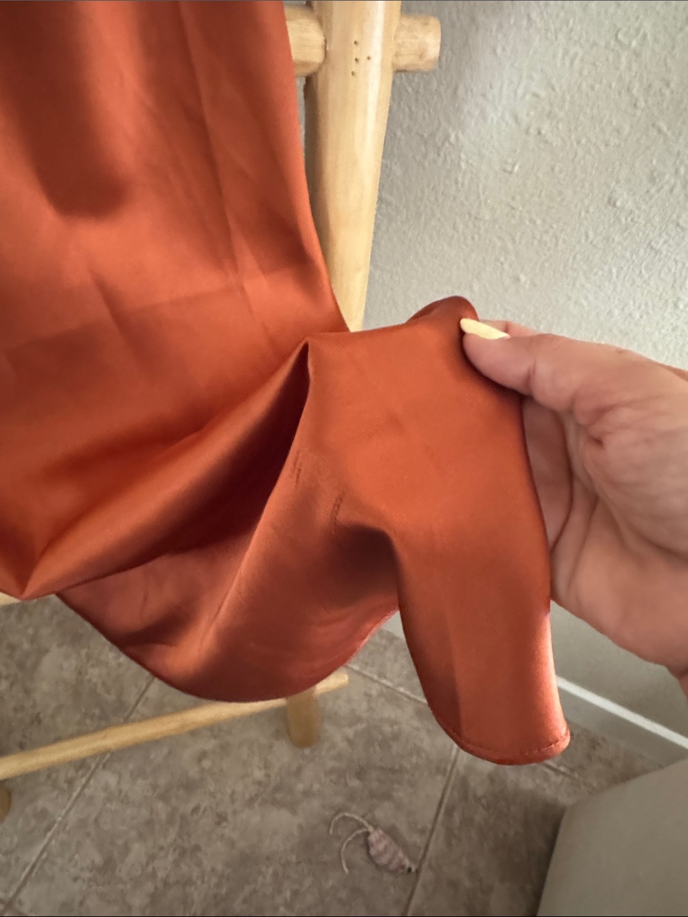 Rust Satin Cowl Slip Dress with Adjustable Straps - Women - Picture 5 of 6